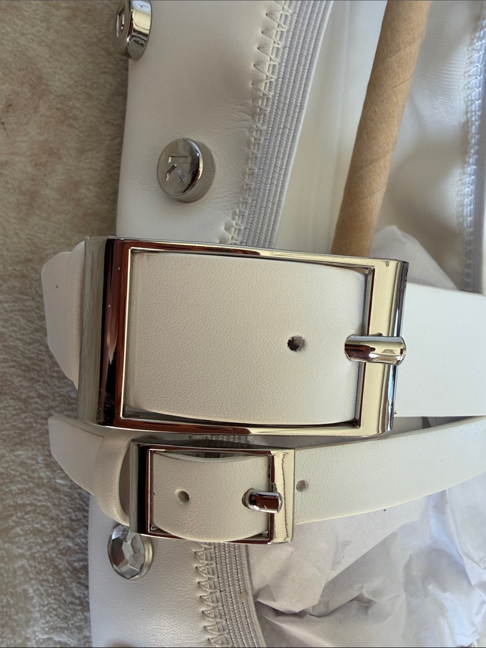 White Studded Mary Jane Loafers - Women's - Picture 4 of 8